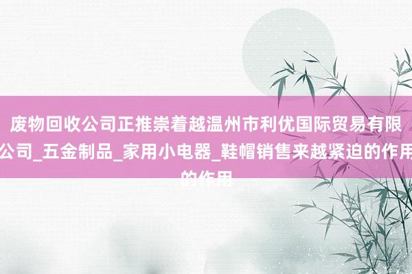 废物回收公司正推崇着越温州市利优国际贸易有限公司_五金制品_家用小电器_鞋帽销售来越紧迫的作用